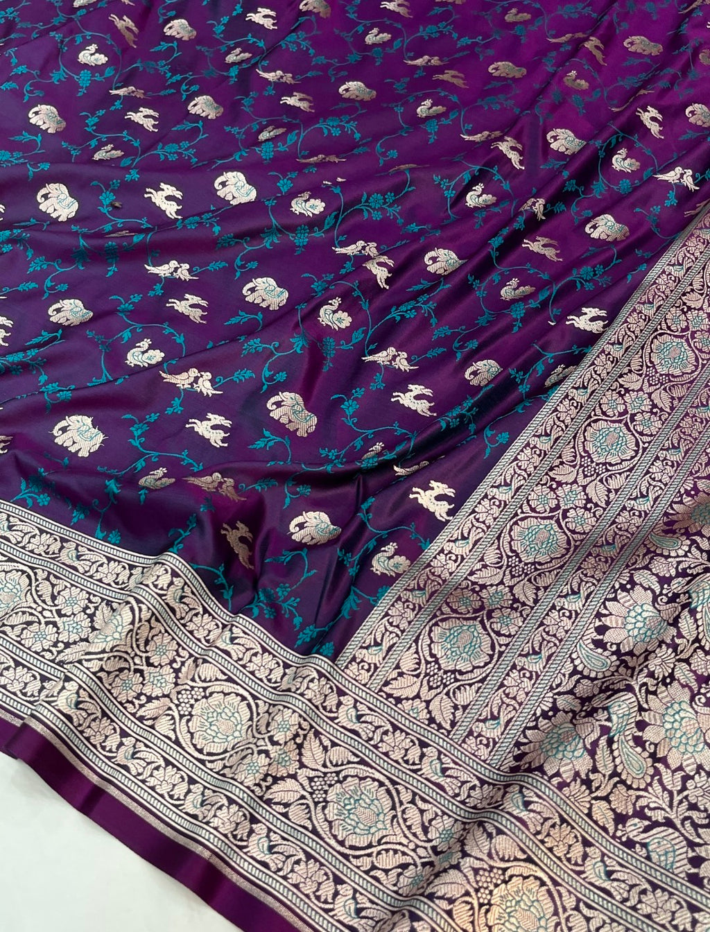 Banarasi mashru silk saree in shikargah pattern