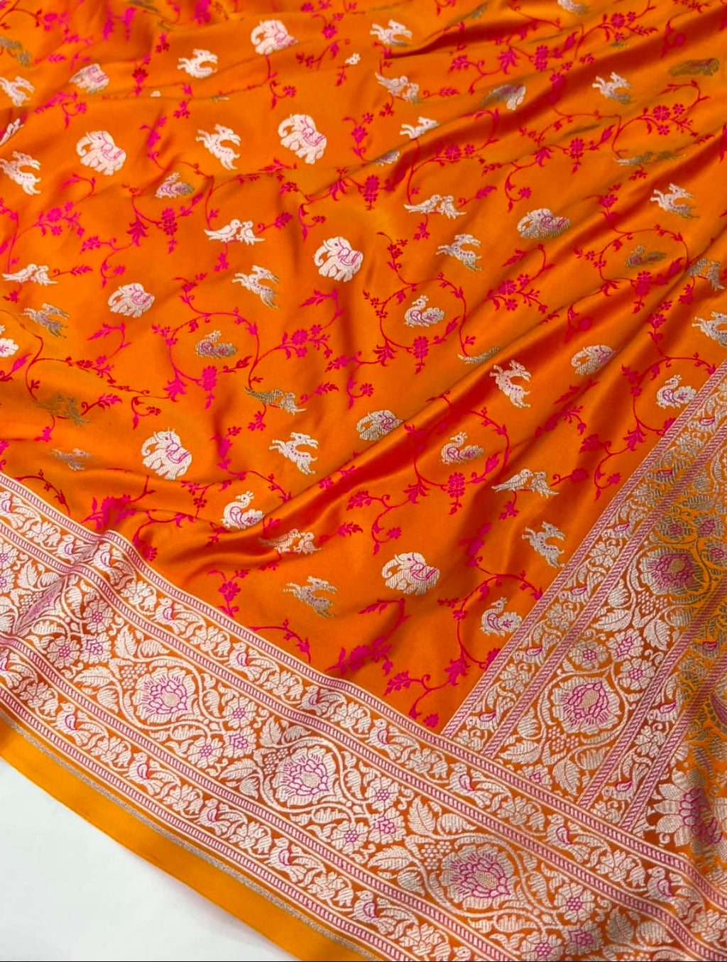 Banarasi mashru silk saree in shikargah pattern