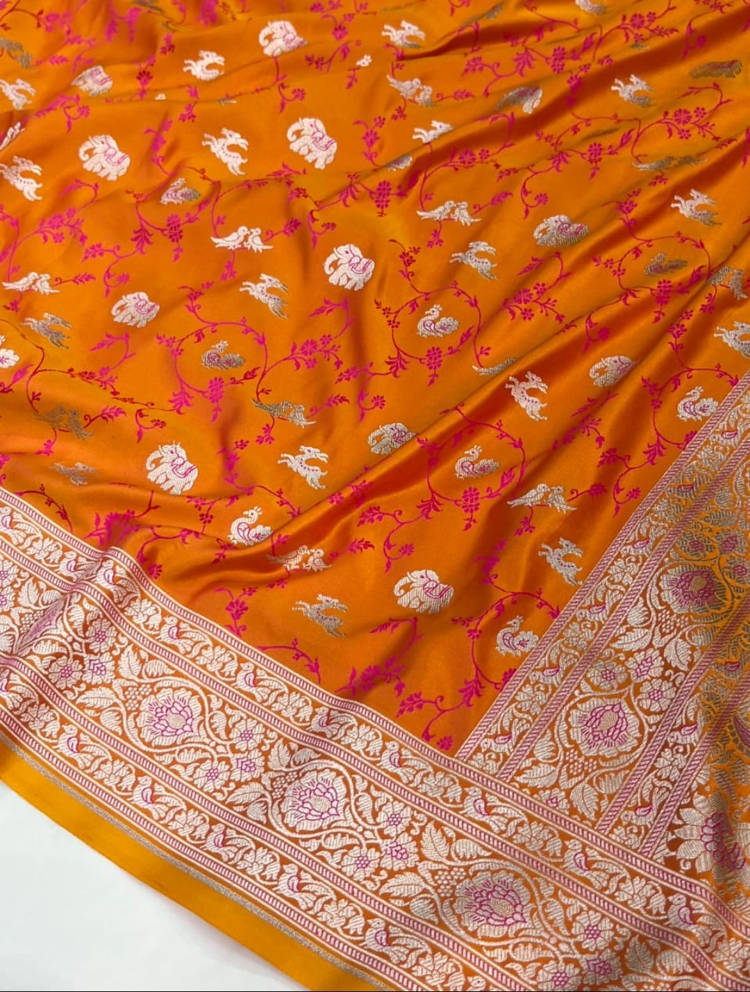 Banarasi mashru silk saree in shikargah pattern
