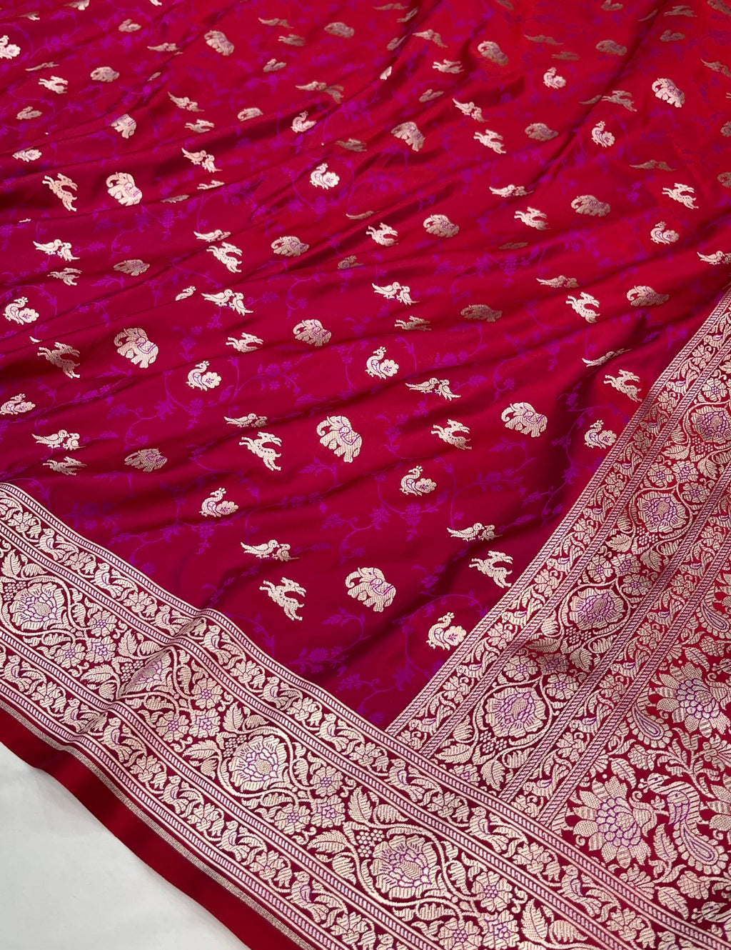 Banarasi mashru silk saree in shikargah pattern