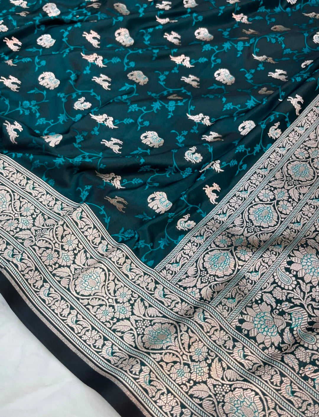 Banarasi mashru silk saree in shikargah pattern