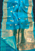 Banarasi pure kora silk handwoven Saree - sky blue colour