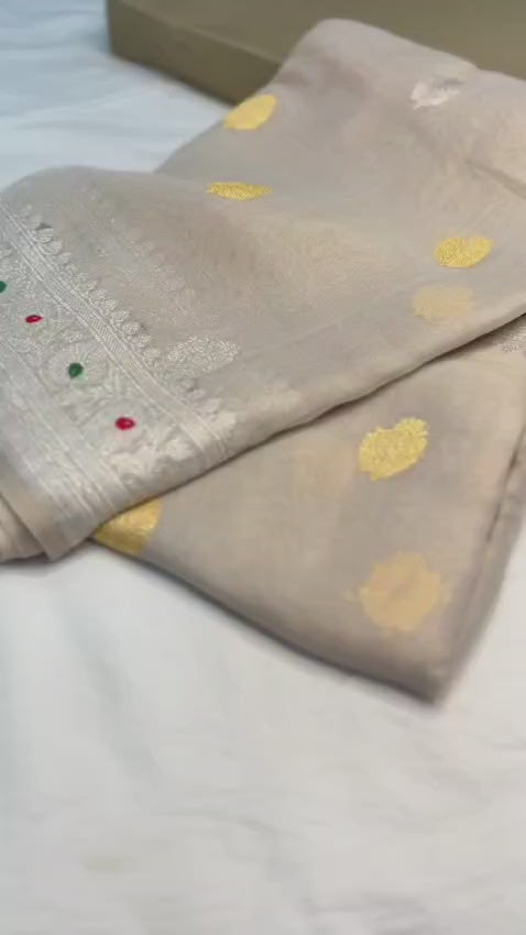 Pure banarasi tissue chiffon saree