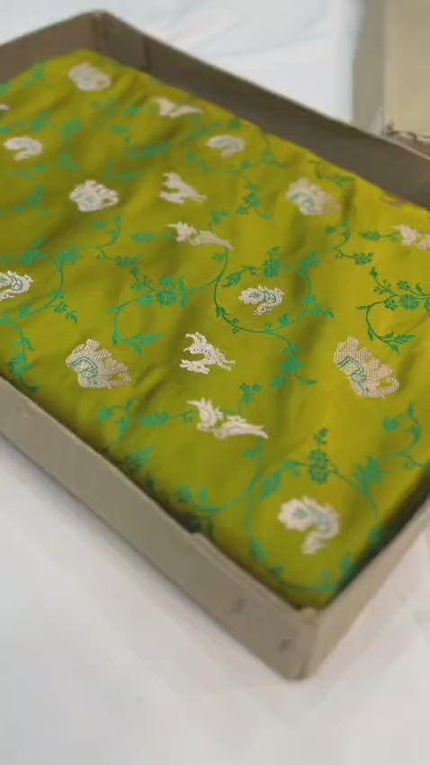 Banarasi mashru silk saree in shikargah pattern