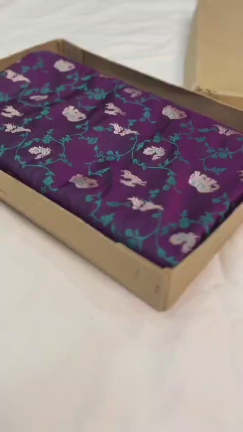 Banarasi mashru silk saree in shikargah pattern