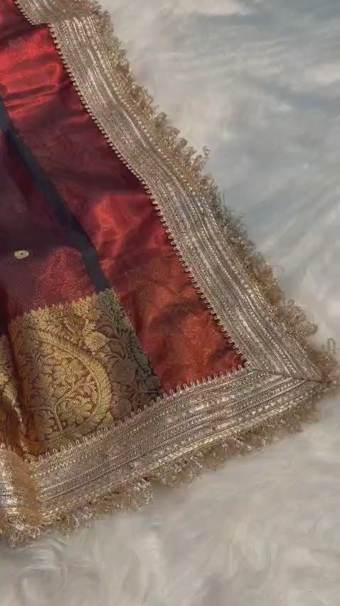 Semi tissue silk saree - Maroon colour