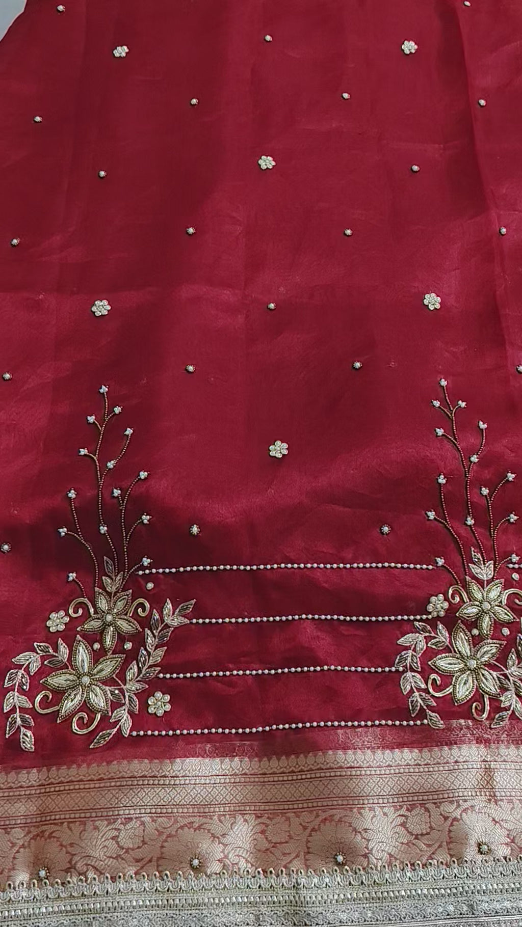 Pure banarasi Maharani tissue silk saree in royal red colour